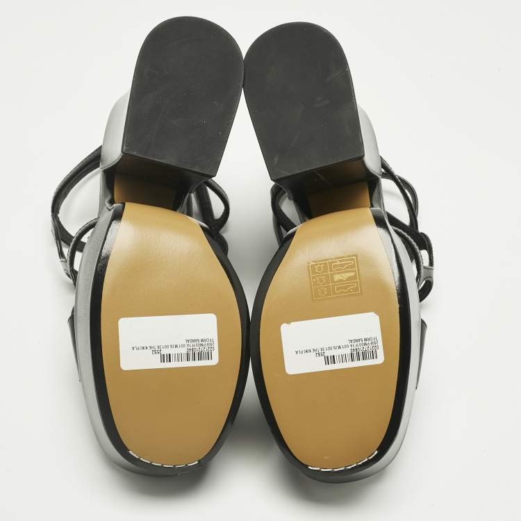 Pre Owned Marc Jacobs Black Leather Kiki Platform Sandals Size 38