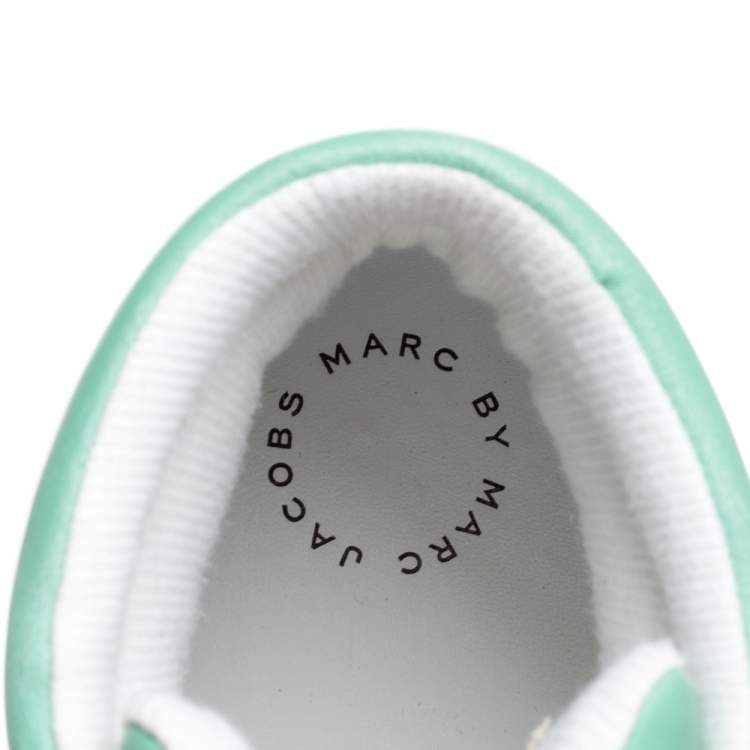 Pre Owned Marc Jacobs Green Leather High Top Sneakers Size 40