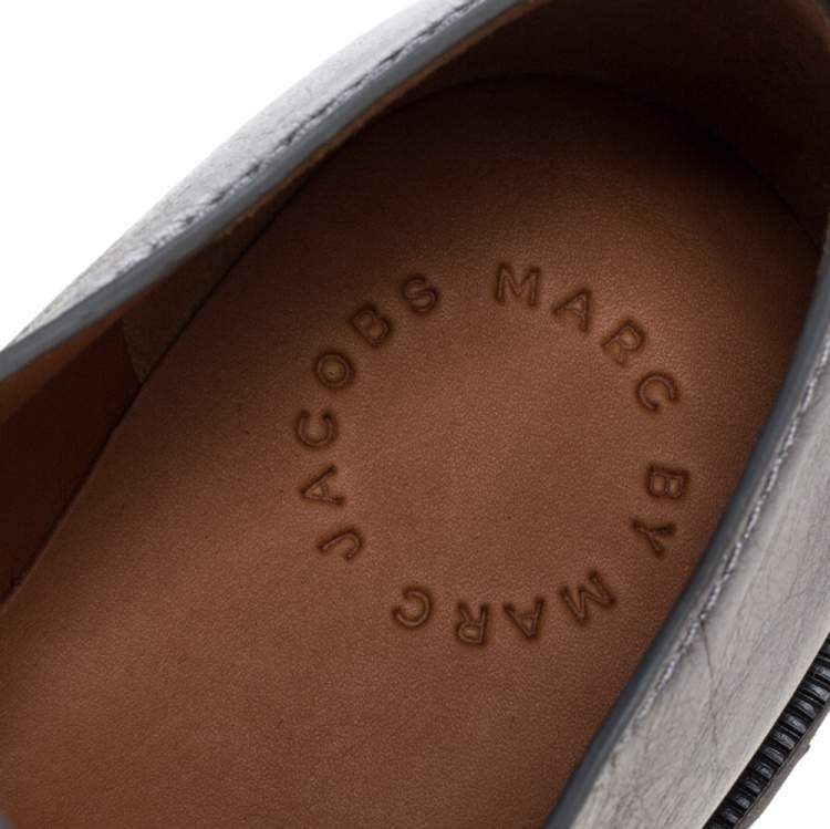 Pre Owned Marc Jacobs Grey Leather Lace Up Derby Size 39