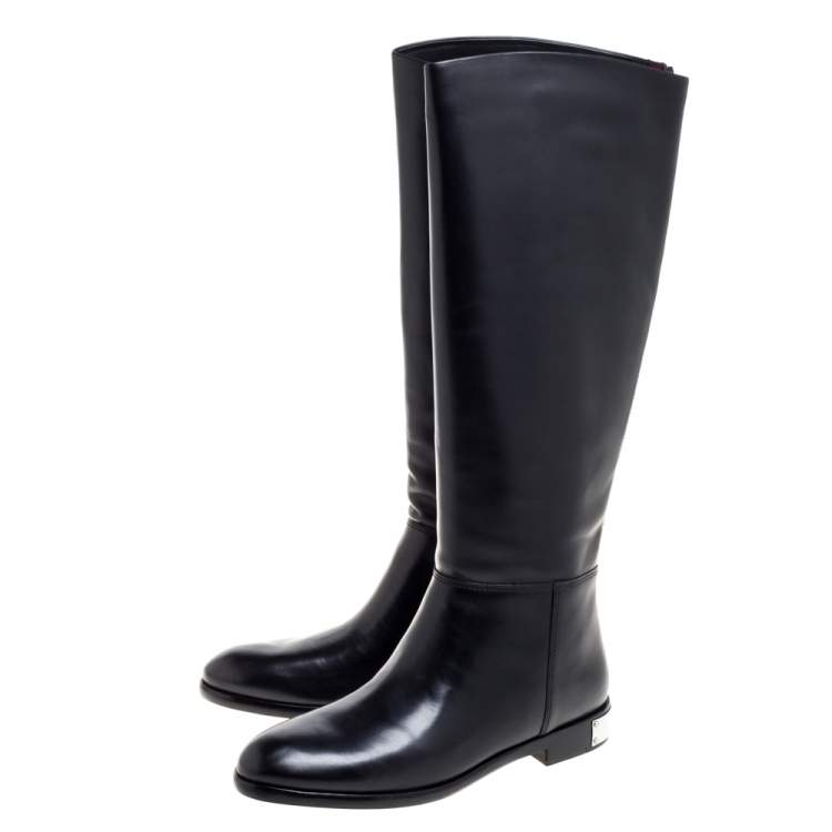 Pre Owned Marc By Marc Jacobs Black Leather Kip Knee Length Boots Size 39