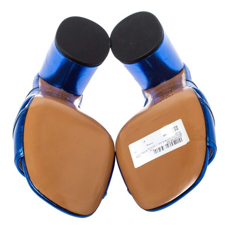 Pre Owned Marc Jacobs Electric Blue Leather Aurora Mules Size 37
