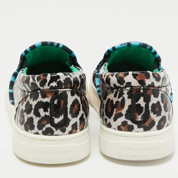 Pre Owned Marc Jacobs Multicolor Sequin and Canvas Leopard Print Mercer Slip On Sneakers Size 37