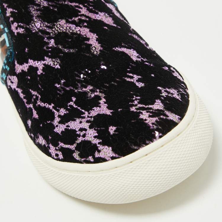 Pre Owned Marc Jacobs Multicolor Sequin and Canvas Leopard Print Mercer Slip On Sneakers Size 37