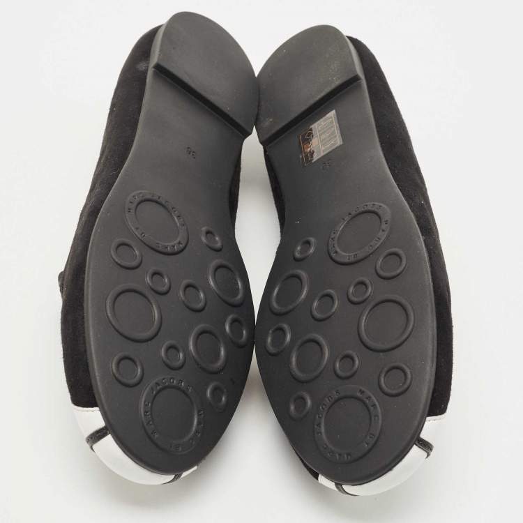 Pre Owned Marc by Marc Jacobs Black/White Suede and Leather Cat Ballet Flats Size 36