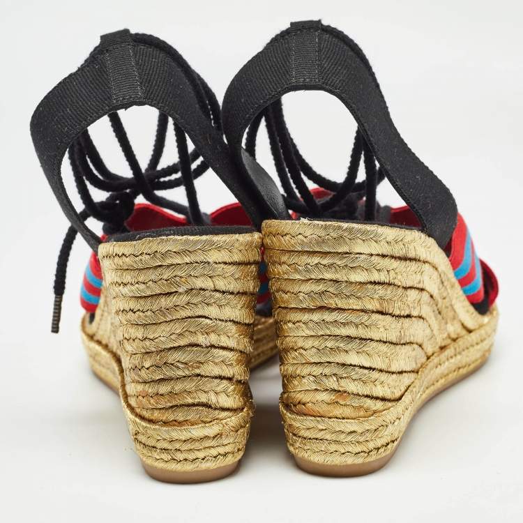 Pre Owned Marc Jacobs Multicolor Grosgrain Espadrille Wedge Sandals Size 40