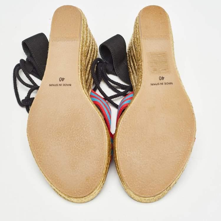 Pre Owned Marc Jacobs Multicolor Grosgrain Espadrille Wedge Sandals Size 40