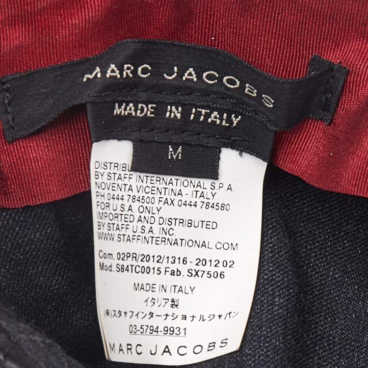 Pre Owned Marc Jacobs Black/White Leather Baseball Cap M