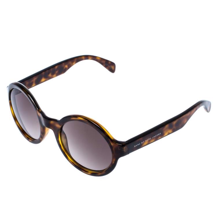 Pre Owned Marc by Marc Jacobs Brown Tortoise V08HA Round Sunglasses