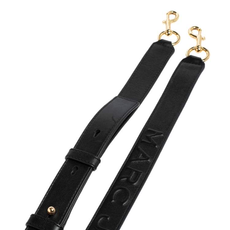Pre Owned Marc Jacobs Black Monogram Embossed Leather Shoulder Strap