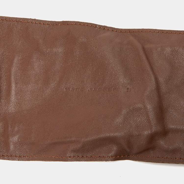 Pre Owned Marc Jacobs Brown Leather Oversized Floral Detail Belt S
