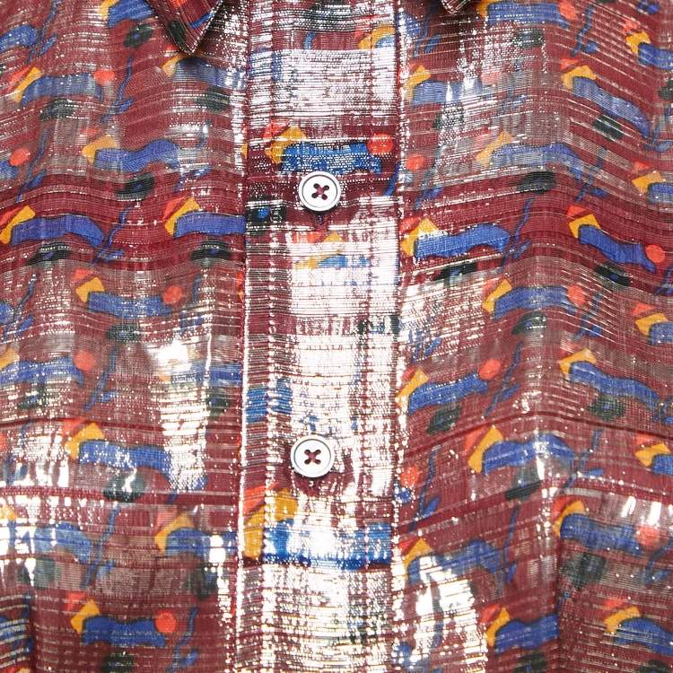 Pre Owned Marc Jacobs Metallic Printed Silk Lurex Sleeveless Mini Dress S