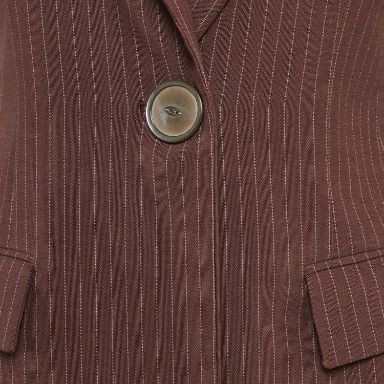 Pre Owned Marc Jacobs Burgundy Stripe Cotton Blend Single Breasted Blazer M