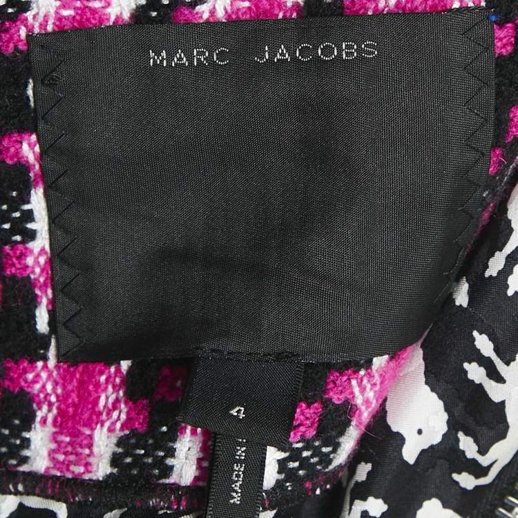 Pre Owned Marc Jacobs Pink Tweed Brooch Detail Zip -Up Jacket S