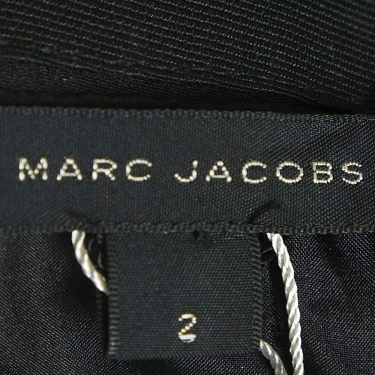 Pre Owned Marc Jacobs Green/Black Dot Print Crepe Ruffled Sleeveless Dress S