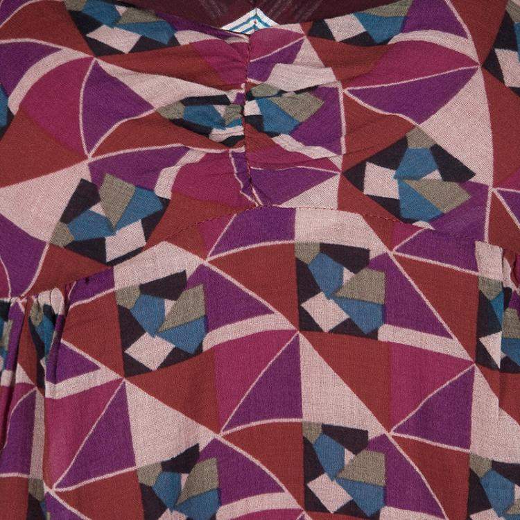Pre Owned Marc Jacobs Multicolor Geometric Print Sleeveless Tie Detail Cotton Top M 