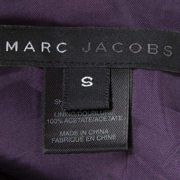Pre Owned Marc Jacobs Purple Printed Chiffon Ruffle Trim Sleeveless Top S