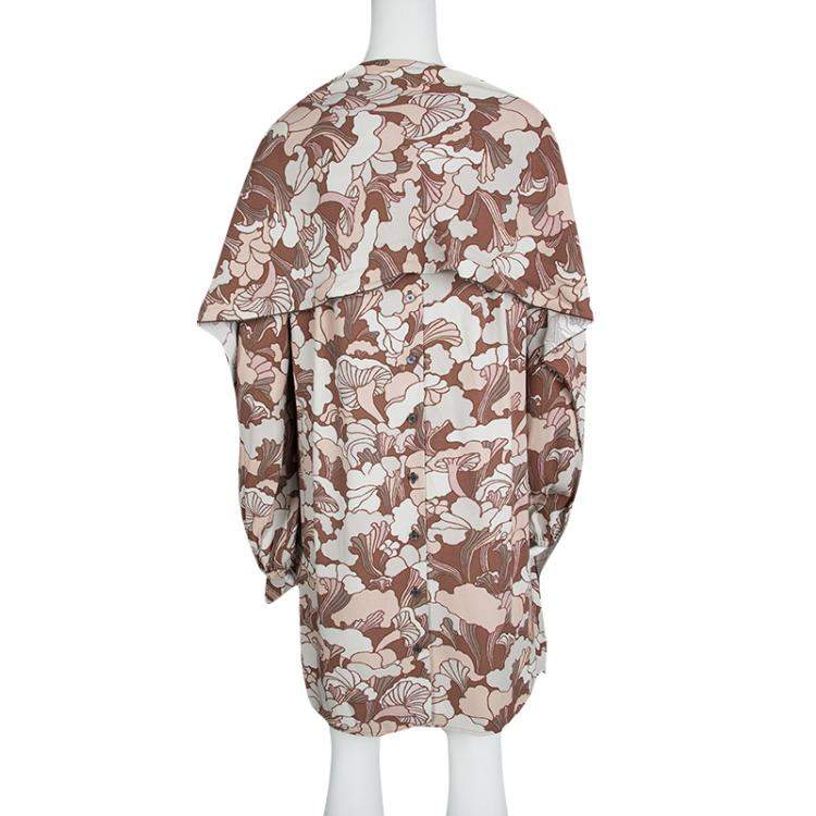 Pre Owned Marc Jacobs Floral Printed Long Sleeve V-Neck Tunic and Scarf Set M