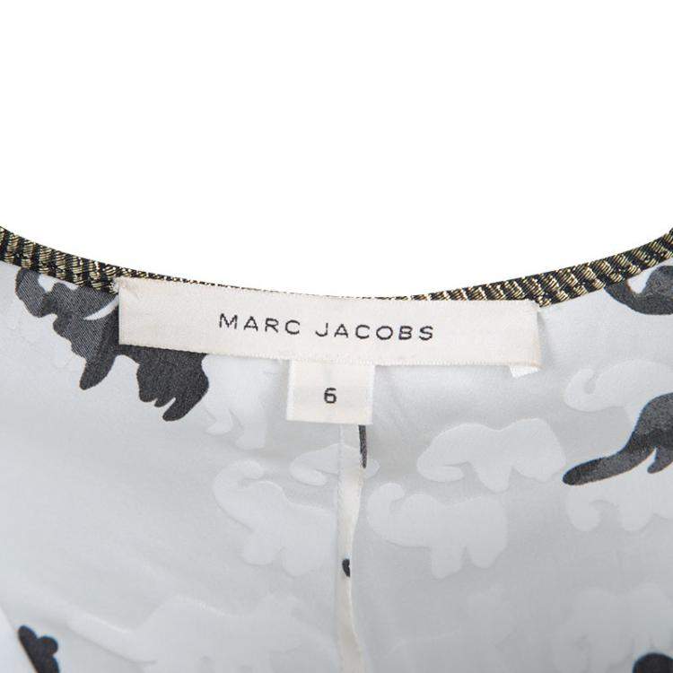 Pre Owned Marc Jacobs White Animal Figure Print Wrap Top M