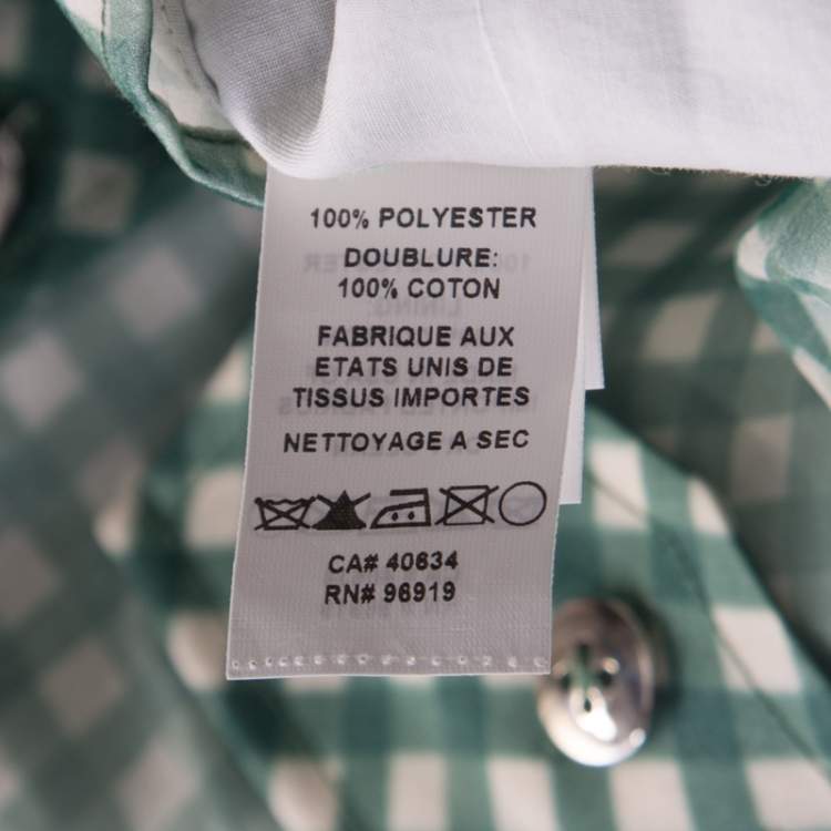 Pre Owned Marc Jacobs Green and White Checked Organza Long Sleeve Shirt S