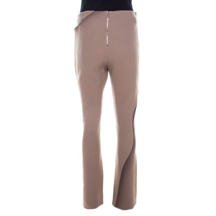 Pre Owned Marc Jacobs Brown Wool Crepe Wave Insert Fitted Pants S
