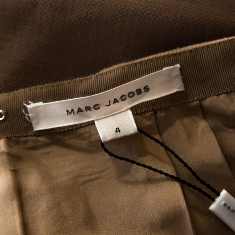 Pre Owned Marc Jacobs Brown Wool Crepe Wave Insert Fitted Pants S