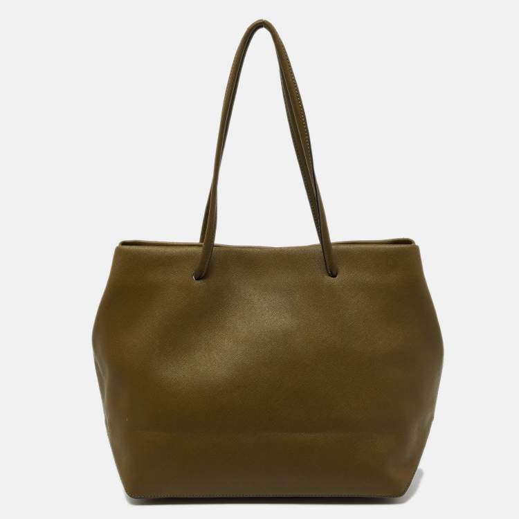 Pre Owned Marc Jacobs Green Leather East West Shopper Tote