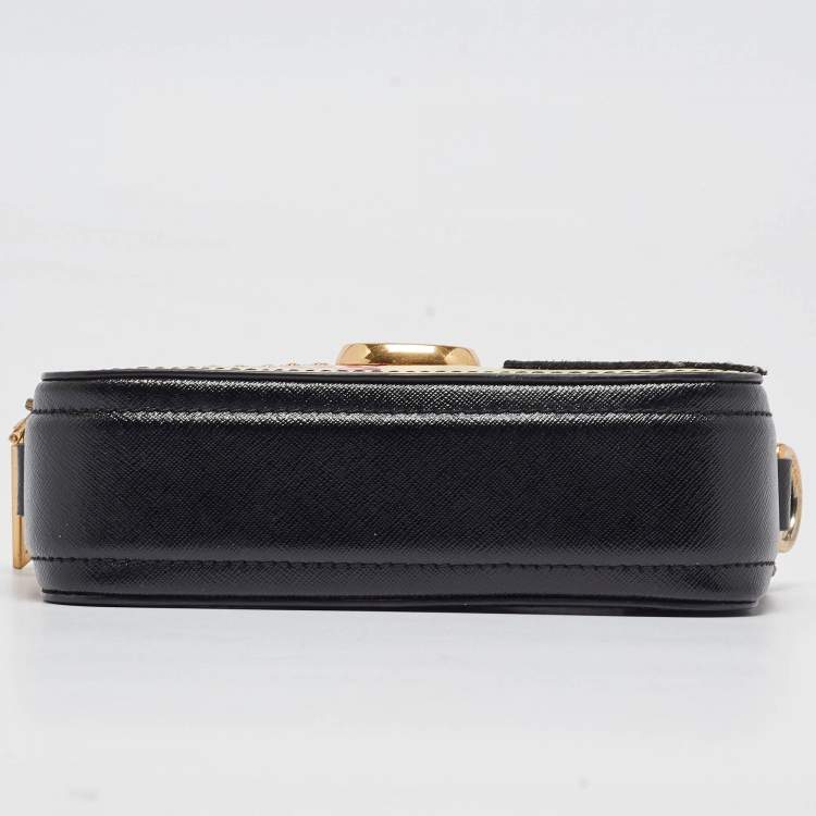 Pre Owned Marc Jacobs x Kaia Gerber Multicolor Patent Leather Mixed Media Snapshot Crossbody Bag