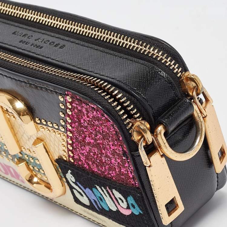 Pre Owned Marc Jacobs x Kaia Gerber Multicolor Patent Leather Mixed Media Snapshot Crossbody Bag
