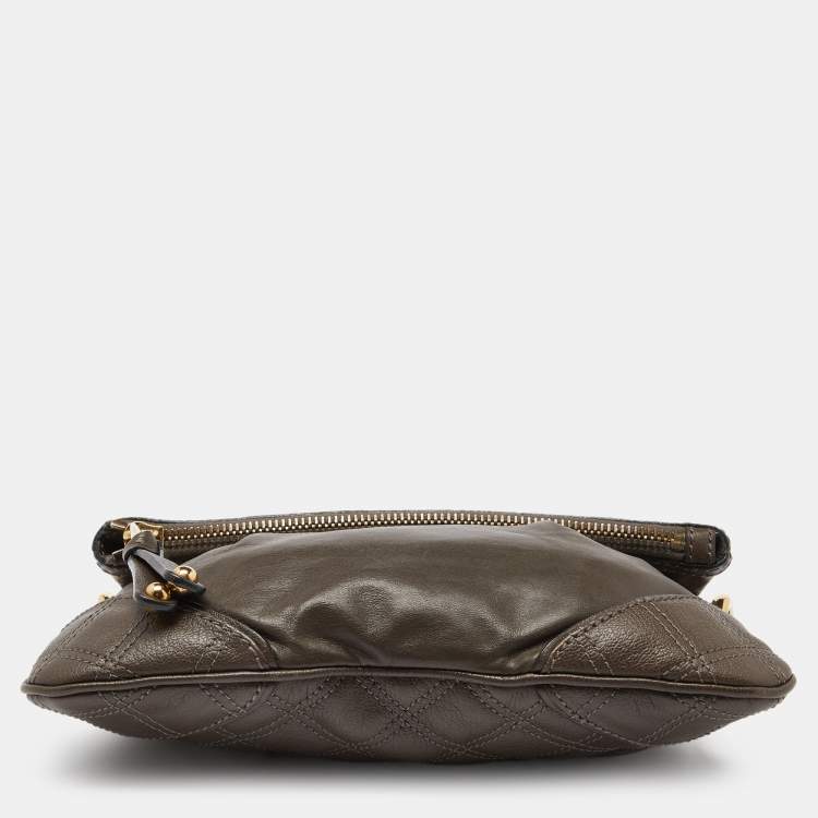 Pre Owned Marc Jacobs Beige/Grey Leather Foldover Shoulder Bag
