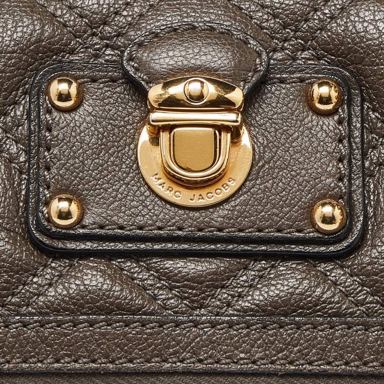 Pre Owned Marc Jacobs Beige/Grey Leather Foldover Shoulder Bag