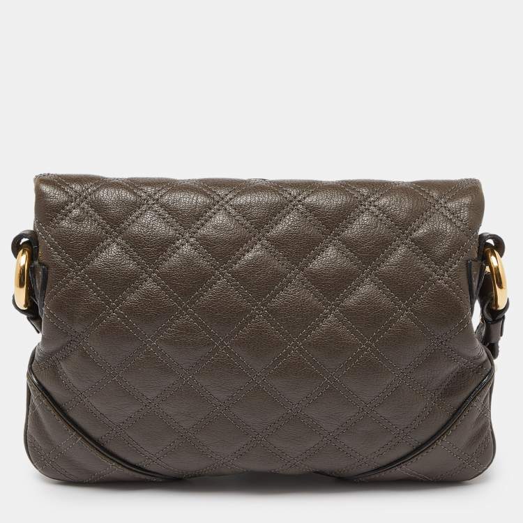 Pre Owned Marc Jacobs Beige/Grey Leather Foldover Shoulder Bag