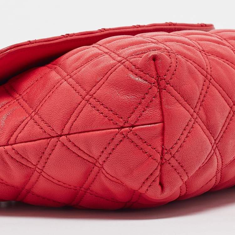 Pre Owned Marc Jacobs Red Quilted Leather Large Single Flap Shoulder Bag