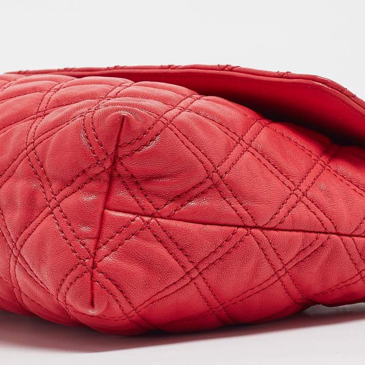 Pre Owned Marc Jacobs Red Quilted Leather Large Single Flap Shoulder Bag