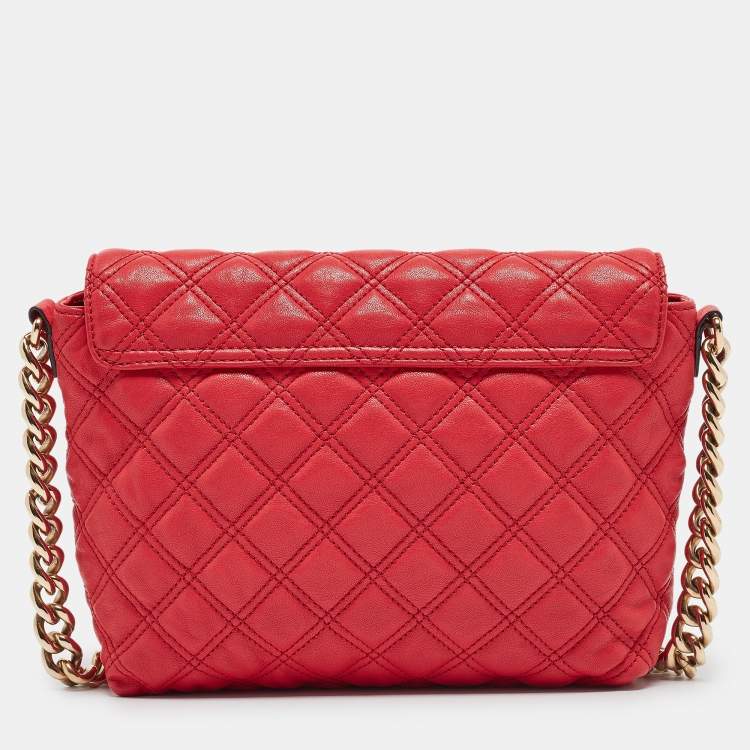 Pre Owned Marc Jacobs Red Quilted Leather Large Single Flap Shoulder Bag