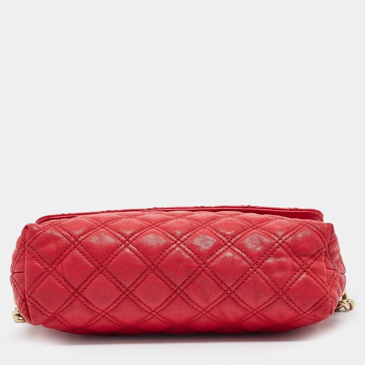 Pre Owned Marc Jacobs Red Quilted Leather Large Single Flap Shoulder Bag