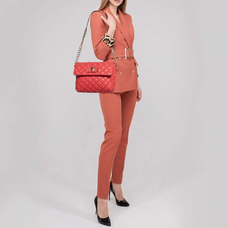 Pre Owned Marc Jacobs Red Quilted Leather Large Single Flap Shoulder Bag