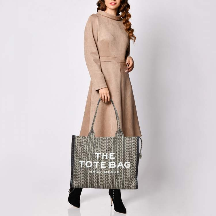 Pre Owned Marc Jacobs Beige Jacquard Canvas Large The Tote Bag