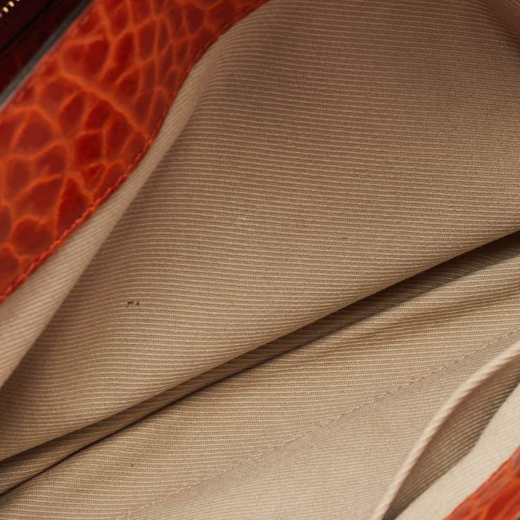 Pre Owned Marc Jacobs Orange Textured Leather Lock Flap Clutch