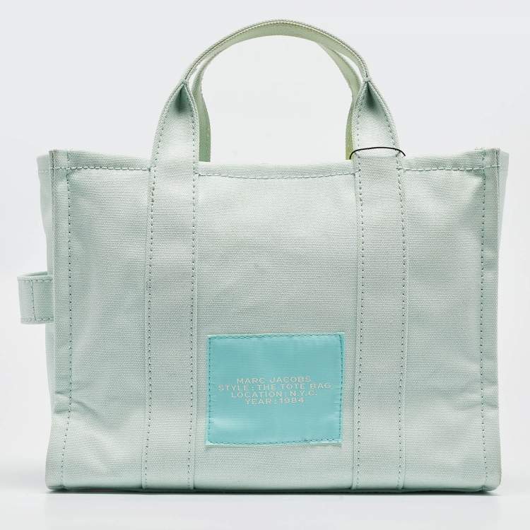 Pre Owned Marc Jacobs Mint Green/Black Canvas Medium The Tote Bag 