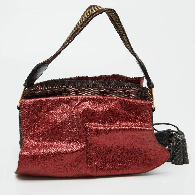 Pre Owned Marc Jacobs Multicolor Python, Leather and Canvas Shoulder Bag