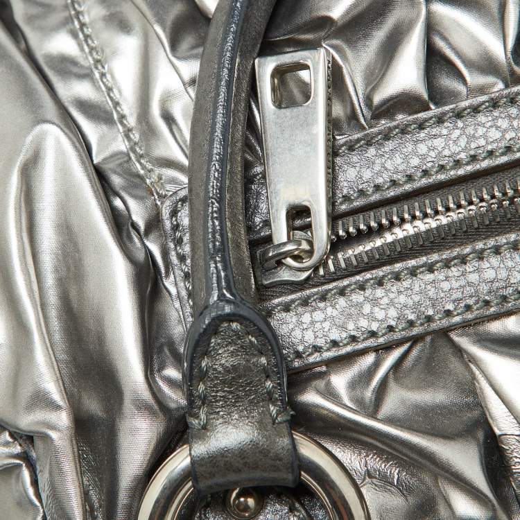Pre Owned Marc Jacobs Silver Coated Canvas and Leather Stam Bag
