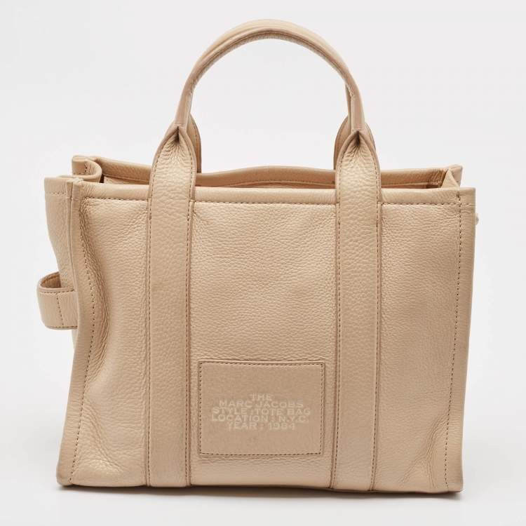 Pre Owned Marc Jacobs Beige Leather Medium The Tote Bag 