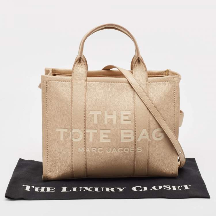 Pre Owned Marc Jacobs Beige Leather Medium The Tote Bag 
