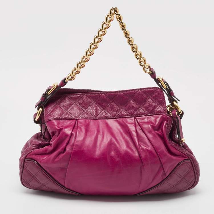 Pre Owned Marc Jacobs Fuchsia Quilted Leather Chain Shoulder Bag