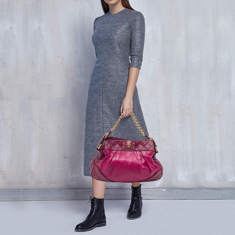 Pre Owned Marc Jacobs Fuchsia Quilted Leather Chain Shoulder Bag