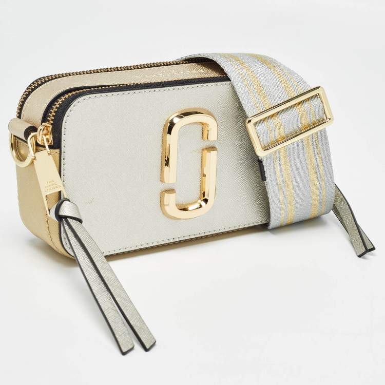 Pre Owned Marc Jacobs Gold/Silver Leather Snapshot Camera Crossbody Bag
