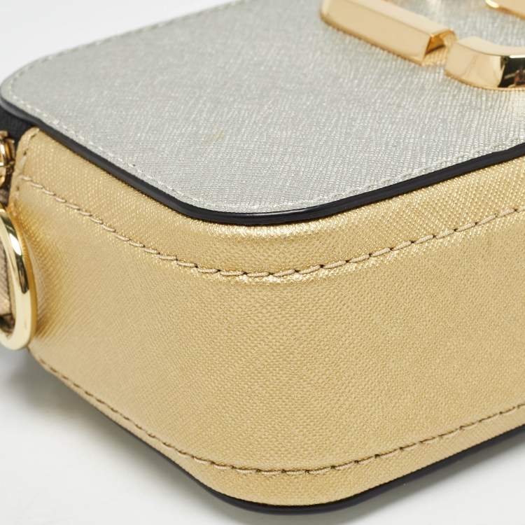 Pre Owned Marc Jacobs Gold/Silver Leather Snapshot Camera Crossbody Bag
