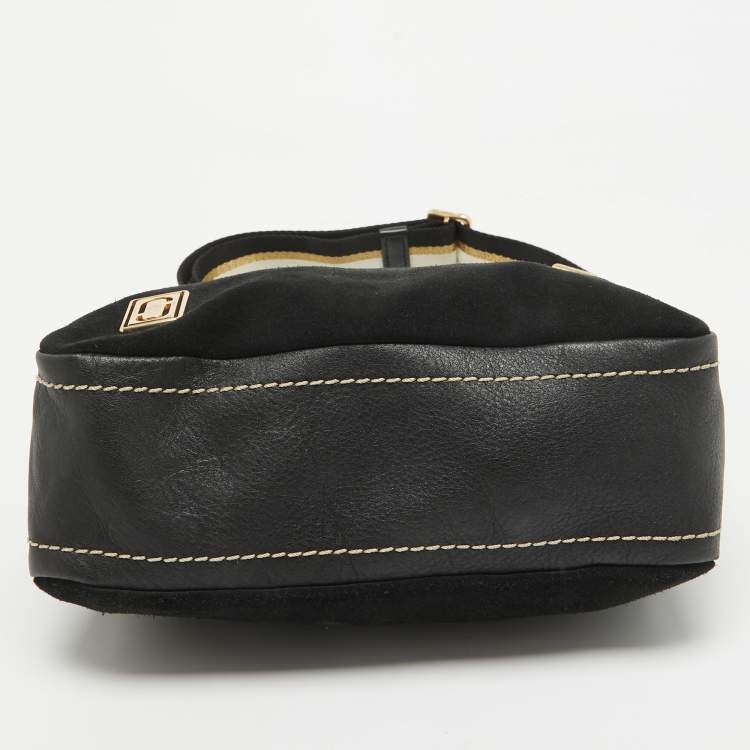 Pre Owned Marc Jacobs Black Suede and Leather Squeeze Crossbody Bag