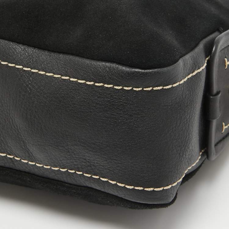 Pre Owned Marc Jacobs Black Suede and Leather Squeeze Crossbody Bag