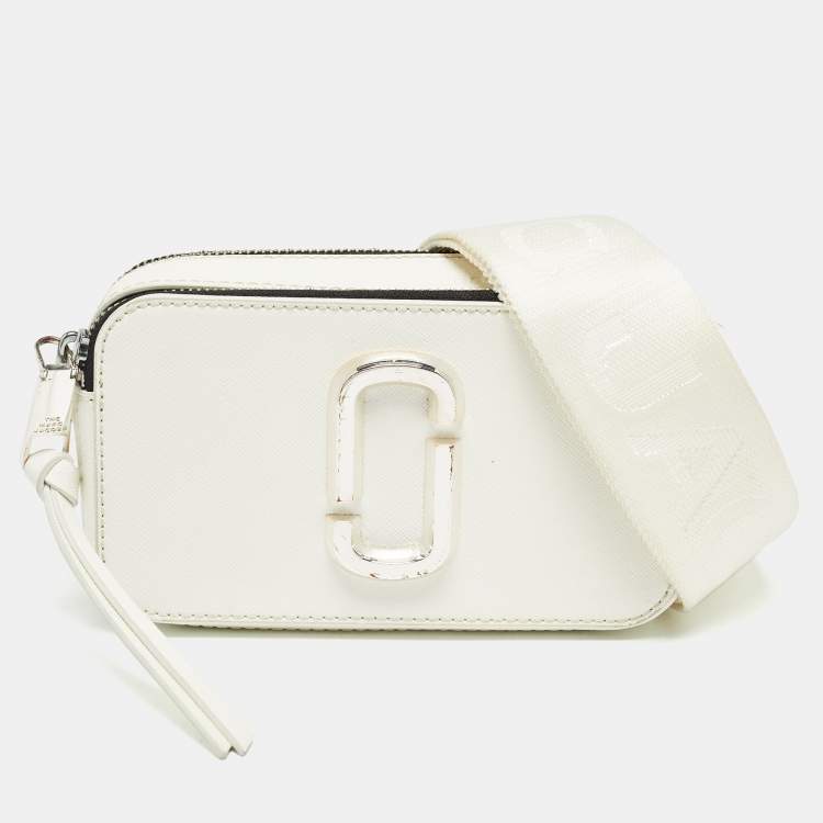 Pre Owned Marc Jacobs White Patent Leather Snapshot Crossbody Bag